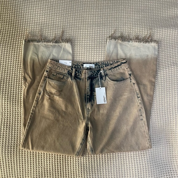 Distressed Tan Flare Jeans - Picture 2 of 7